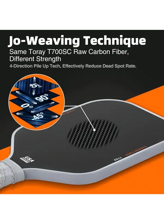 Grey Carbon Fiber Pickleball Paddle 16mm Thin Lightweight Durable Cold Press Construction High Performance Grip - Image 2