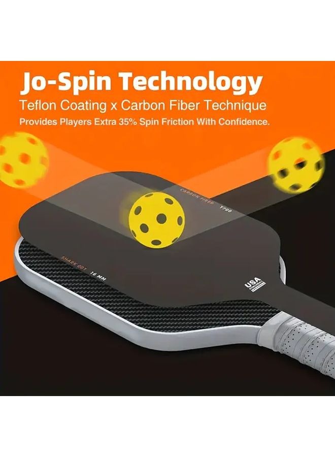 Grey Carbon Fiber Pickleball Paddle 16mm Thin Lightweight Durable Cold Press Construction High Performance Grip - Image 1