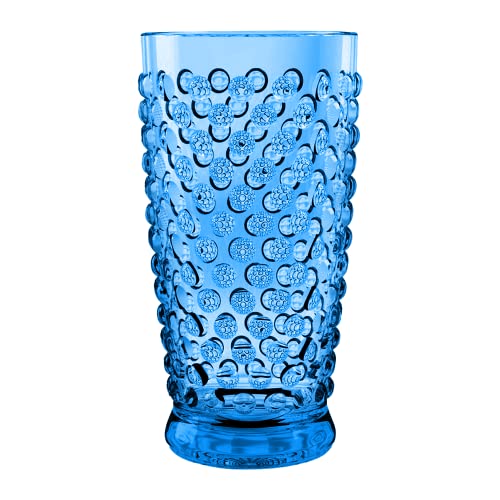 TarHong Abode Homewares Hobnail 20 oz Durable Acrylic Jumbo Drinking Glasses ShatterResistant and DishwasherSafe IndoorOutdoor Drinkware for Water Iced Tea Juice and Cocktails Cobalt Blue Set of 6 - Image 1