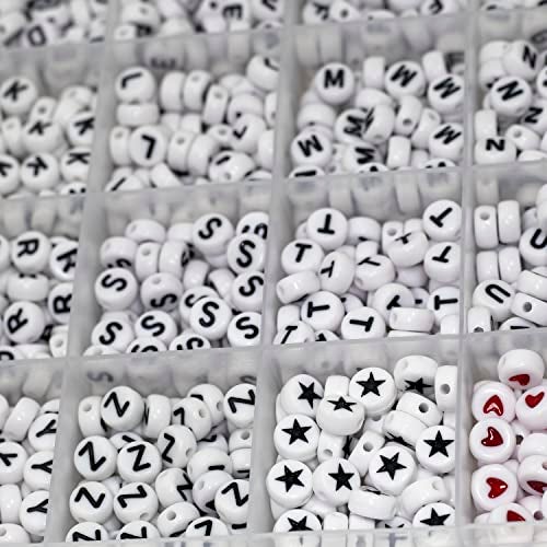 Melius Acrylic Letter Beads, 1450 Pcs 4x7mm Round Alphabet Beads in 28 Grid Box for Jewelry Making, DIY Bracelets (4x7mm, White) - Image 4