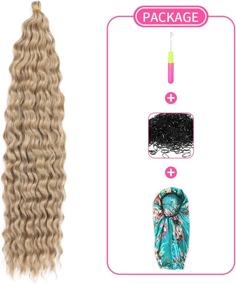 DSOAR Deep Twist Crochet Hair Hair Bundles Water Wave Synthetic Hair Extension Curly Braiding Ombre Curl Braiding Hairpiece, 22 Inch 3 Packs - Image 5