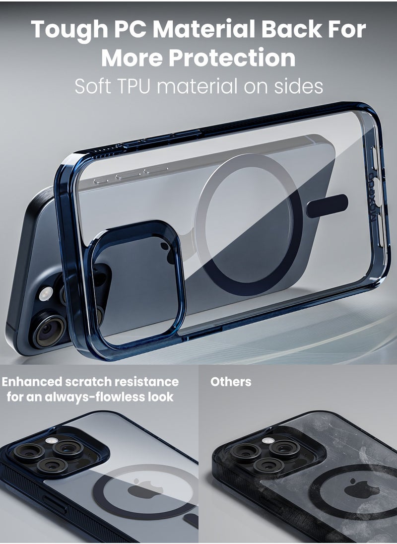 Moxedo Moxedo Magnetic Protective Case 360 Protection Clear Case Hard PC with Built-in Strong Magnets Compatible with Magnetic Safe Designed for iPhone 15 Pro 6.1 inch (Blue)  - Image 3