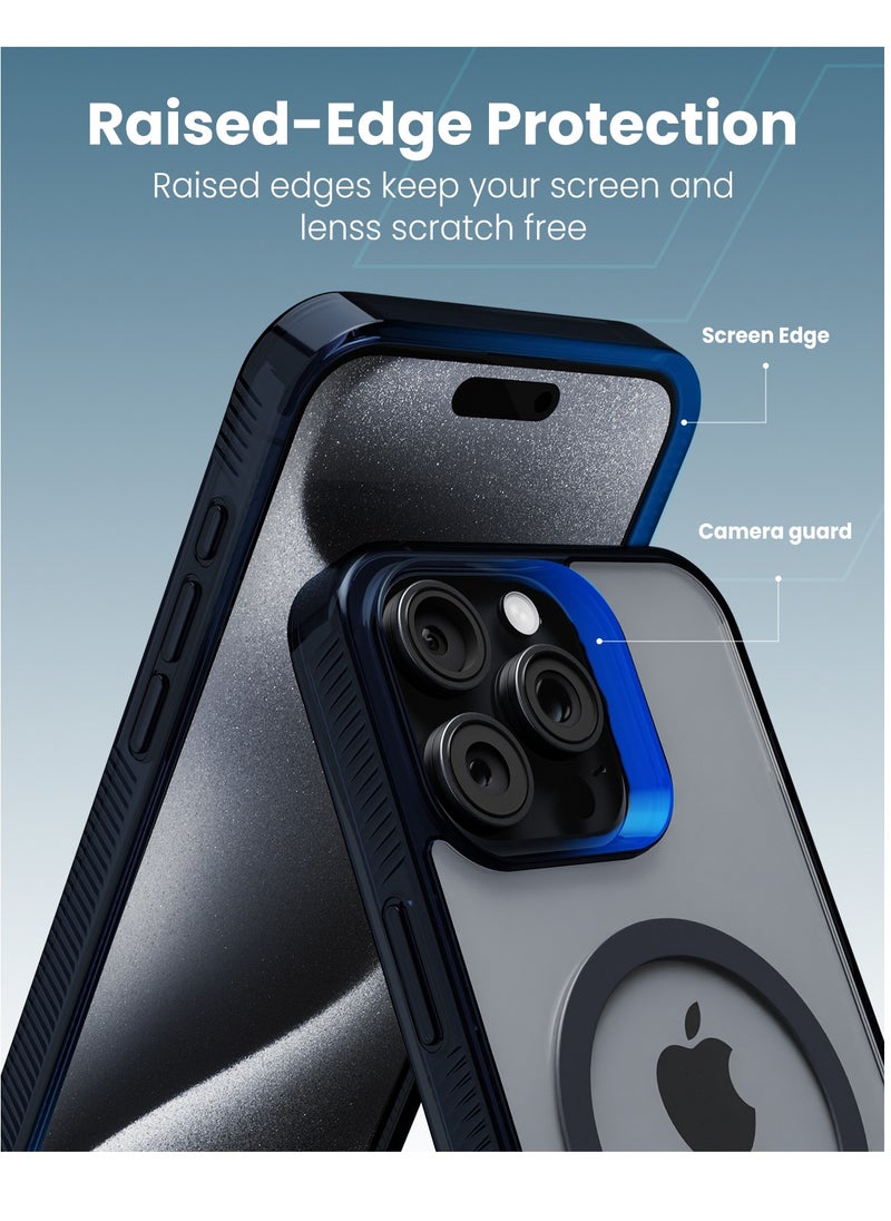 Moxedo Moxedo Magnetic Protective Case 360 Protection Clear Case Hard PC with Built-in Strong Magnets Compatible with Magnetic Safe Designed for iPhone 15 Pro 6.1 inch (Blue)  - Image 4