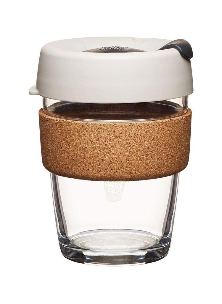 عام كوب قهوة زجاجي مقاوم للصدمات قابل لإعادة الاستخدام | كوب سفر مع غطاء مانع للتنقيط، حزام فلين للتحضير، خفيف الوزن، خالي من مادة BPA | متوسط الحجم | 12 أوقية. - Image 1