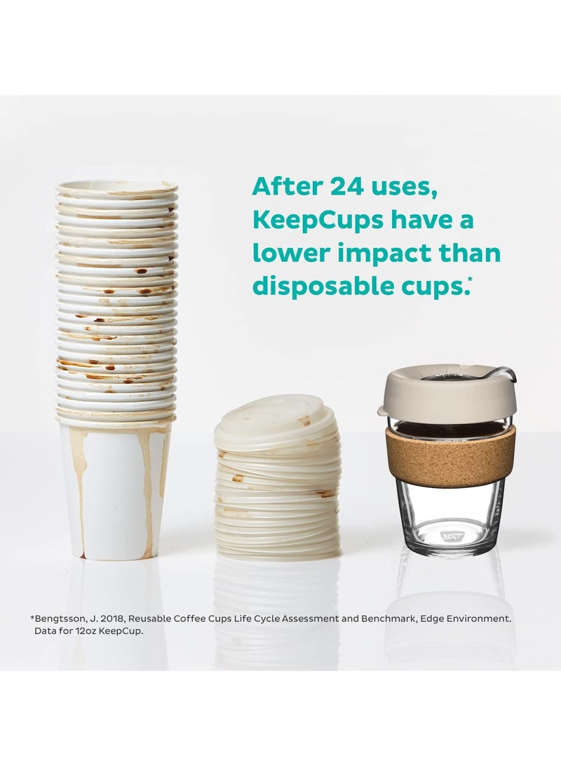 عام كوب قهوة زجاجي مقاوم للصدمات قابل لإعادة الاستخدام | كوب سفر مع غطاء مانع للتنقيط، حزام فلين للتحضير، خفيف الوزن، خالي من مادة BPA | متوسط الحجم | 12 أوقية. - Image 4