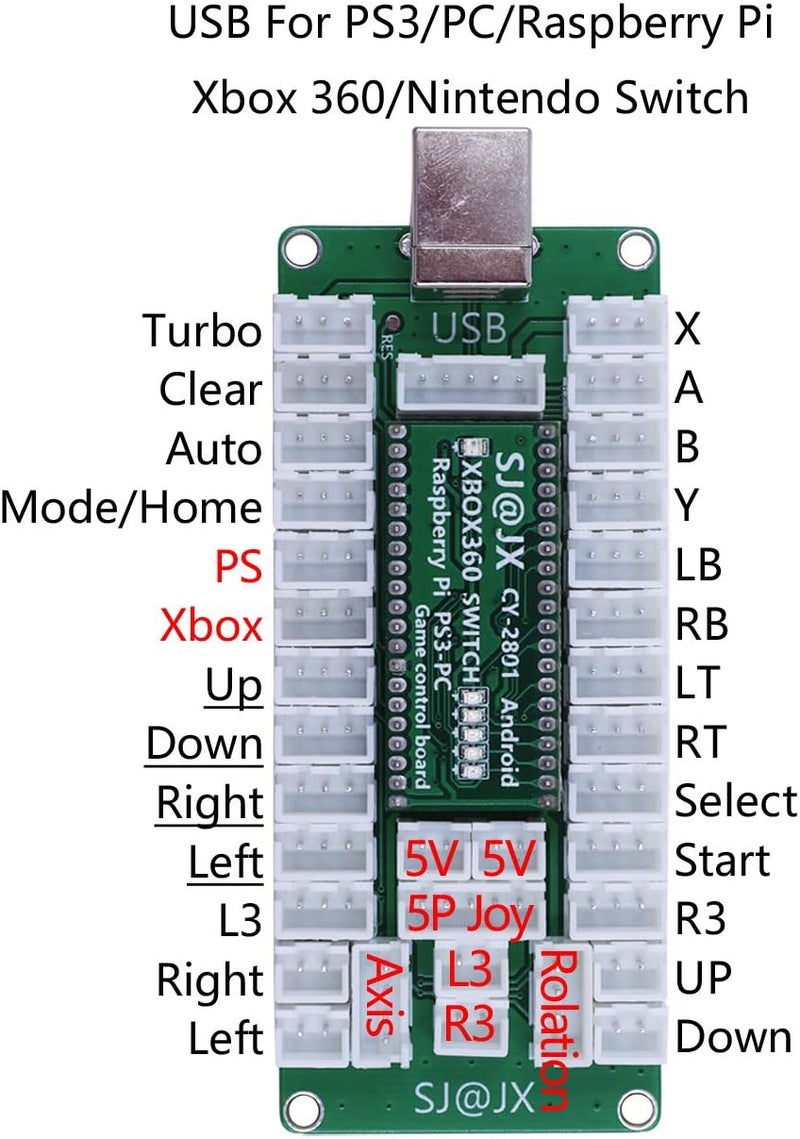 مجموعة أدوات DIY لمشغل الألعاب مع مشفر USB وأزرار LED من نوع Cherry MX ومفاتيح دقيقة، وعصا تحكم LED رباعية/ثمانية الاتجاهات، ولوحة تحكم لأجهزة Xbox 360 وNintendo Switch وHit Box وRaspberry Pi وPS3 وPC وAndroid. - Image 2