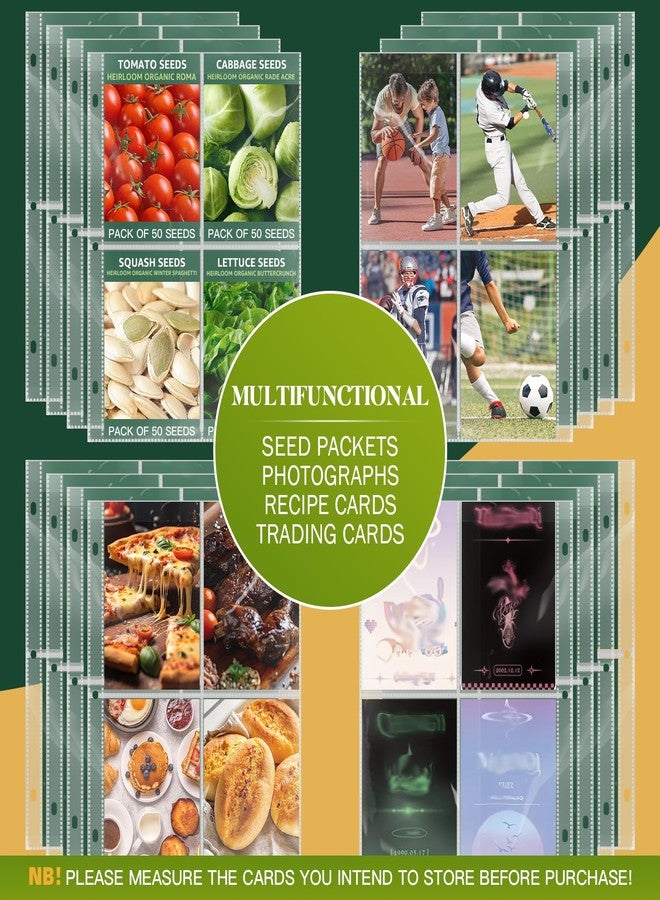 HYRAUL 50 Pack 200 Pockets Seed Packet Binder Sleeves, Garden Seed Storage Organizer Pages for 3 Ring Binder, Slot Size 4x5.5 Clear Sleeves for Seed Holder Container, Seed Saver Protector - Image 4