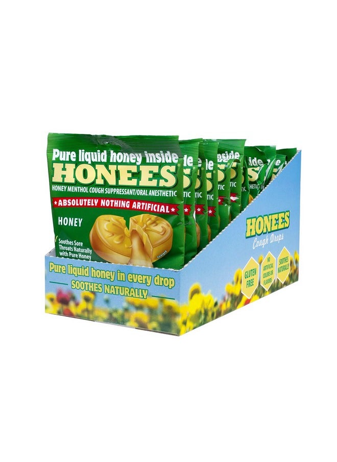 Honees Honees Honey Menthol Cough Drops - 20-Piece, Pack of 12 Honey-Filled Lozenges | Temporary Relief from Cough | Soothes Sore Throat | All Natural  - Image 4