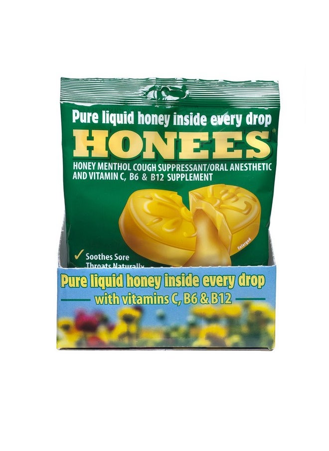 Honees Honees Honey Menthol Cough Drops - 20-Piece, Pack of 12 Honey-Filled Lozenges | Temporary Relief from Cough | Soothes Sore Throat | All Natural  - Image 5
