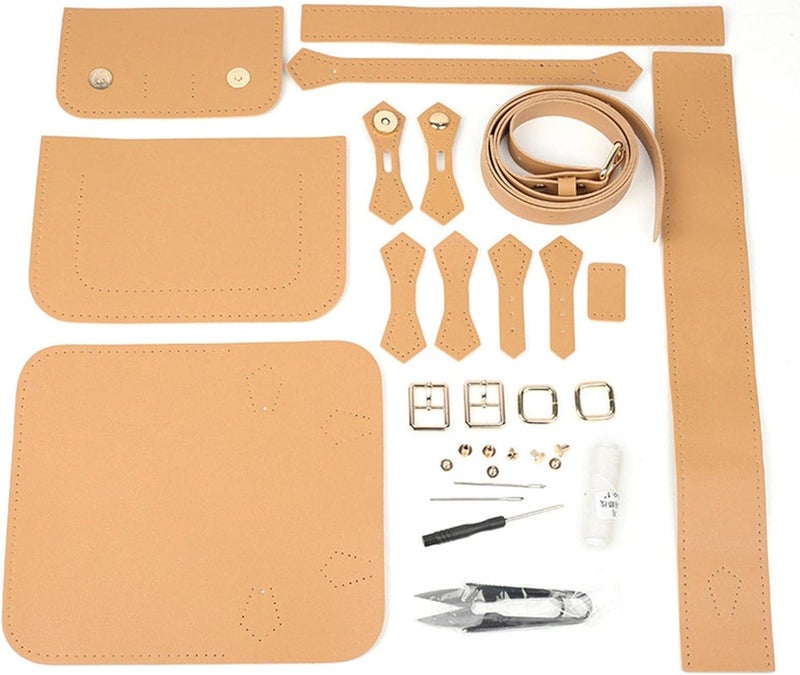 klarako DIY Leather Craft Bag Making Tool Kit, Knitting Crochet Bag Sewing Material Handmade Bag Purse Making Shoulder Bags All Accessories  Khaki - Image 1