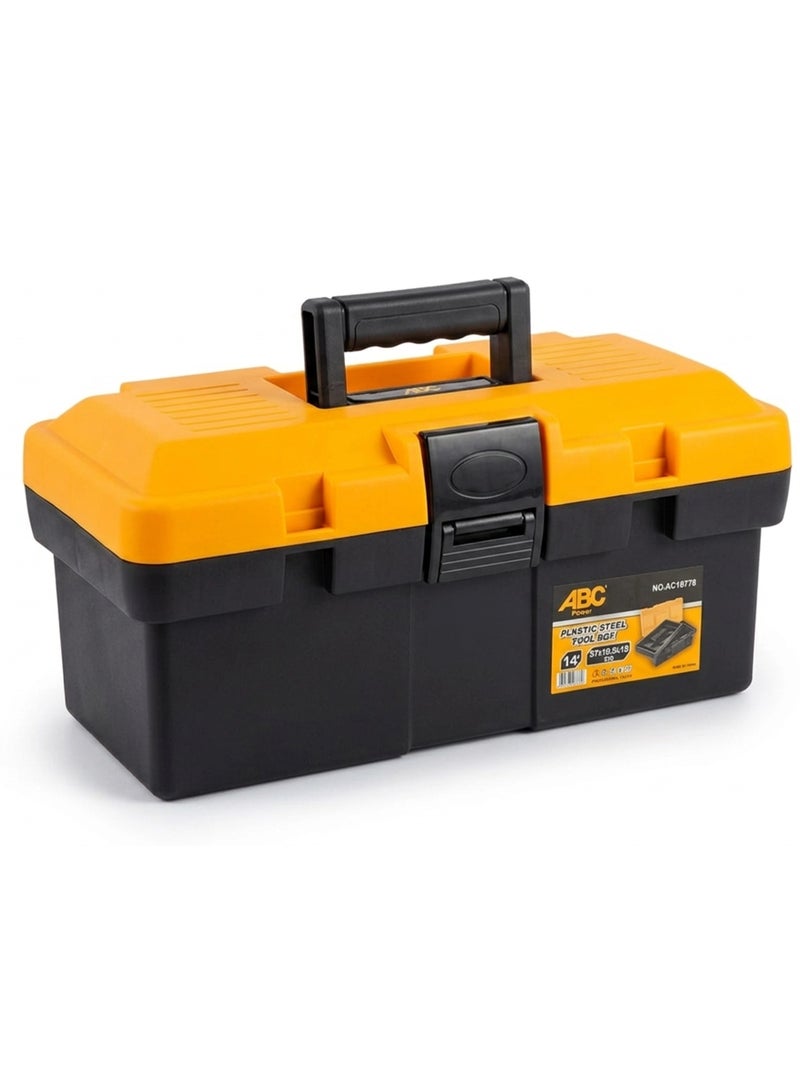Heavy-Duty Plastic Tool Box with Organizer Tray – Portable Storage Case with Secure Lock & Handle Multi-Compartment Toolbox for Tools, Hardware & Accessories, Durable Design for Home & Workshop Use - Image 1
