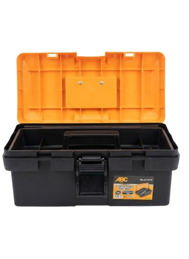 Heavy-Duty Plastic Tool Box with Organizer Tray – Portable Storage Case with Secure Lock & Handle Multi-Compartment Toolbox for Tools, Hardware & Accessories, Durable Design for Home & Workshop Use - Image 2