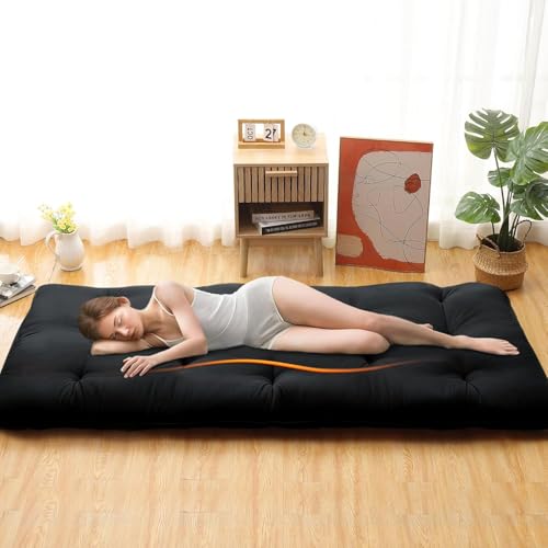 Deevine Craft Quilt Cotton Floor Bed Mattress, Foldable,Rollable Movable Single Bed Comfort Gadda 1 Sleeping Capacity, S Quilted Design (Black, Single Bed 72X36X5 Inches) - Image 2