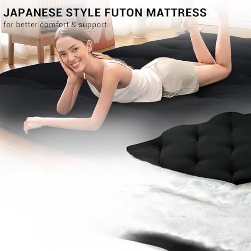 Deevine Craft Quilt Cotton Floor Bed Mattress, Foldable,Rollable Movable Single Bed Comfort Gadda 1 Sleeping Capacity, S Quilted Design (Black, Single Bed 72X36X5 Inches) - Image 4