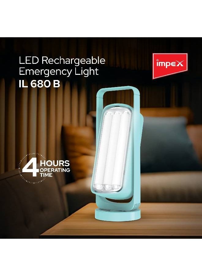 Impex - Rechargeable LED Emergency Light, High Brightness 42 SMD  Portable Lantern With 4hrs Working, Micro USB Port,  Suitable For Power Outages, Hiking And Camping-IL680 B - Image 1