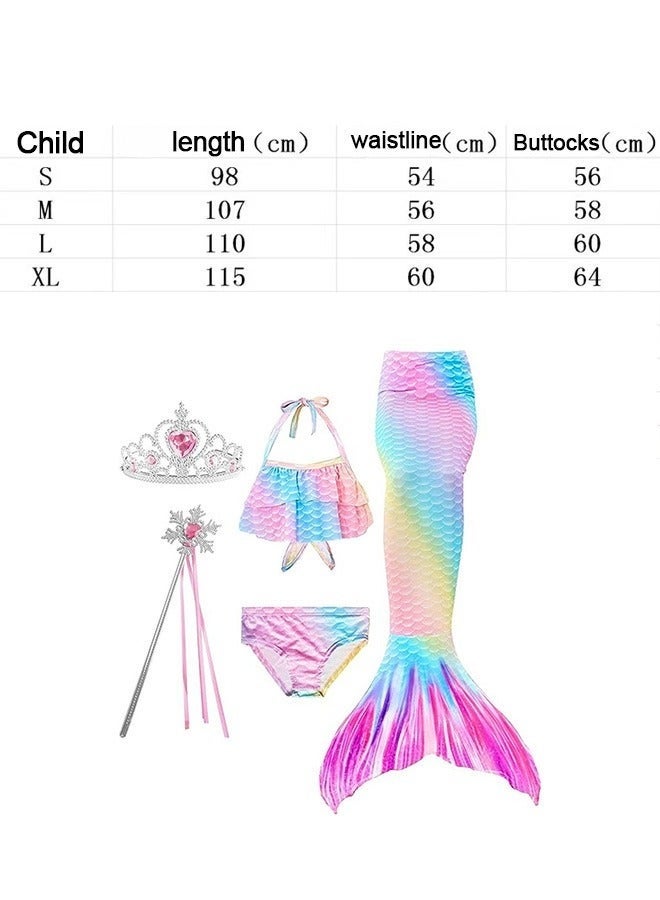 Arabest Girls Mermaid Tails Swimsuit,Kids Princess Cosplay Swimming Costume,Monofin-Free Bikini Set,Size L - Image 3