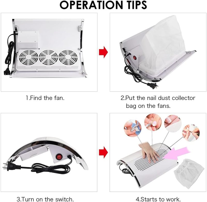 Nail Dust Collector, Vacuum Dust Extractor for Poly Nail and Acrylic, Nail Dust Vacuum Cleaner with Fan for Manicure - Image 2