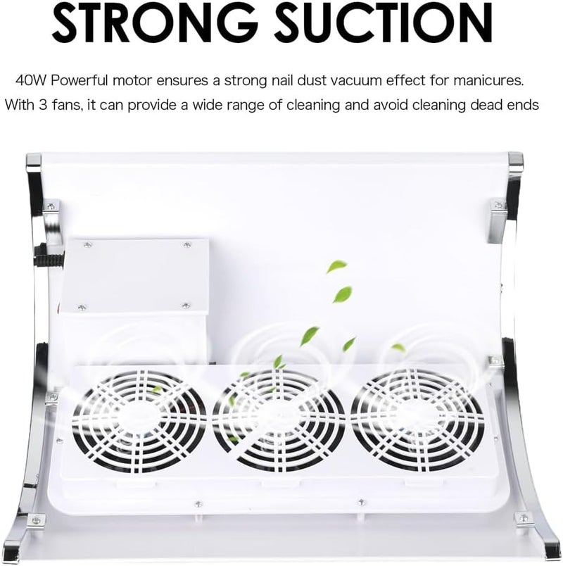 Nail Dust Collector, Vacuum Dust Extractor for Poly Nail and Acrylic, Nail Dust Vacuum Cleaner with Fan for Manicure - Image 4