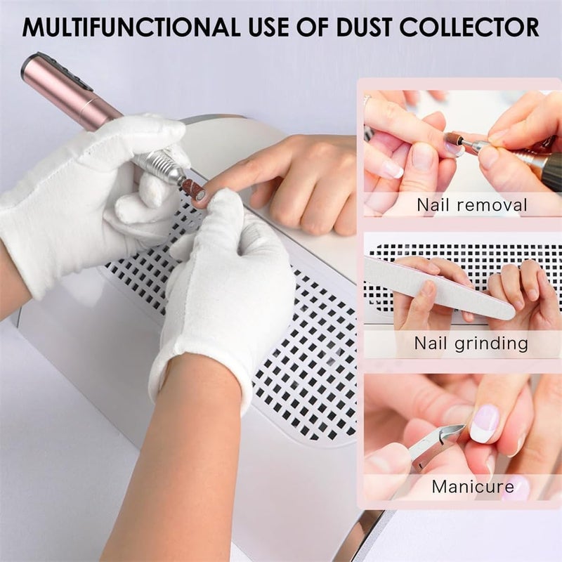 Nail Dust Collector, Vacuum Dust Extractor for Poly Nail and Acrylic, Nail Dust Vacuum Cleaner with Fan for Manicure - Image 3
