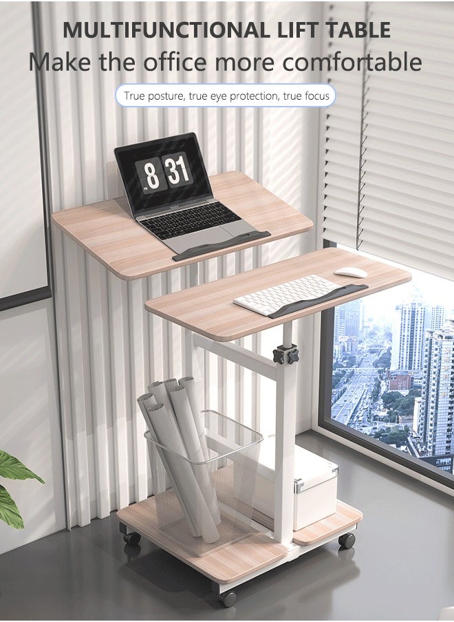 Standing Computer Desk Office Study Home Mobile Lifting Simple Desk Retractable Bedside Table Storage Rack
