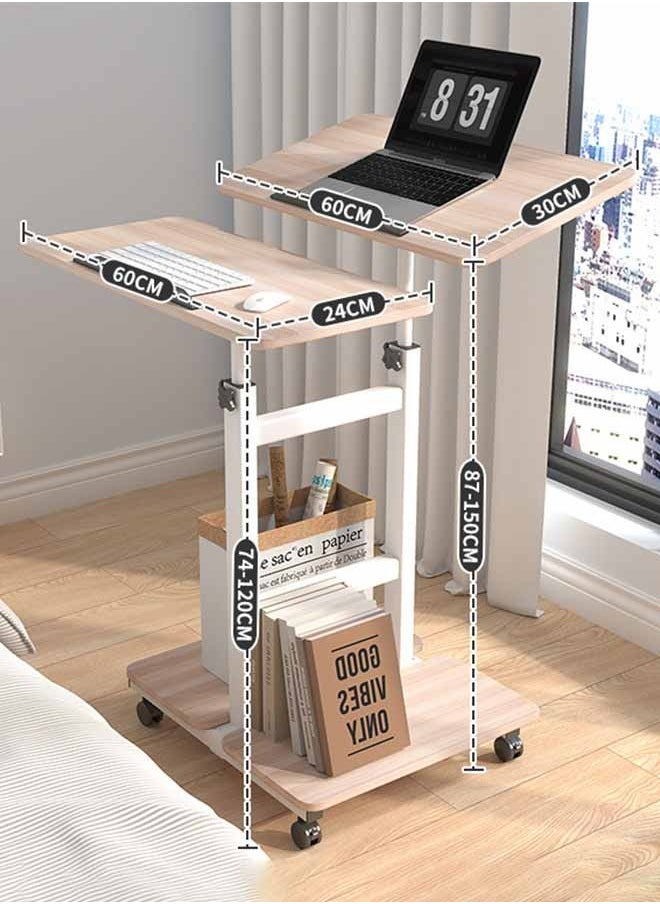 Standing Computer Desk Office Study Home Mobile Lifting Simple Desk Retractable Bedside Table Storage Rack