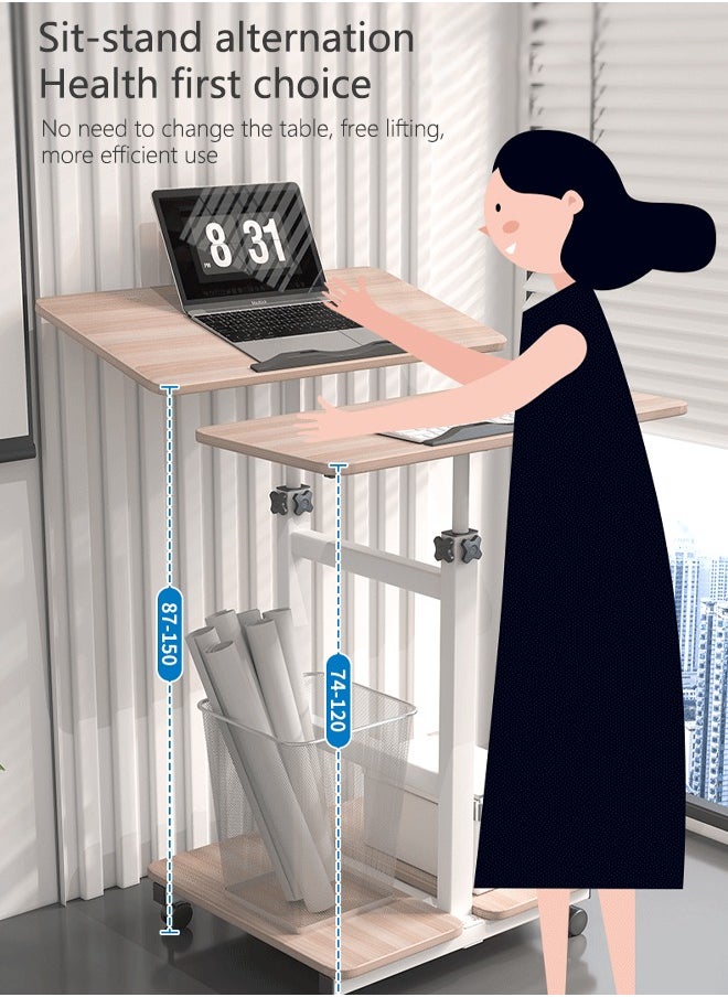 Standing Computer Desk Office Study Home Mobile Lifting Simple Desk Retractable Bedside Table Storage Rack