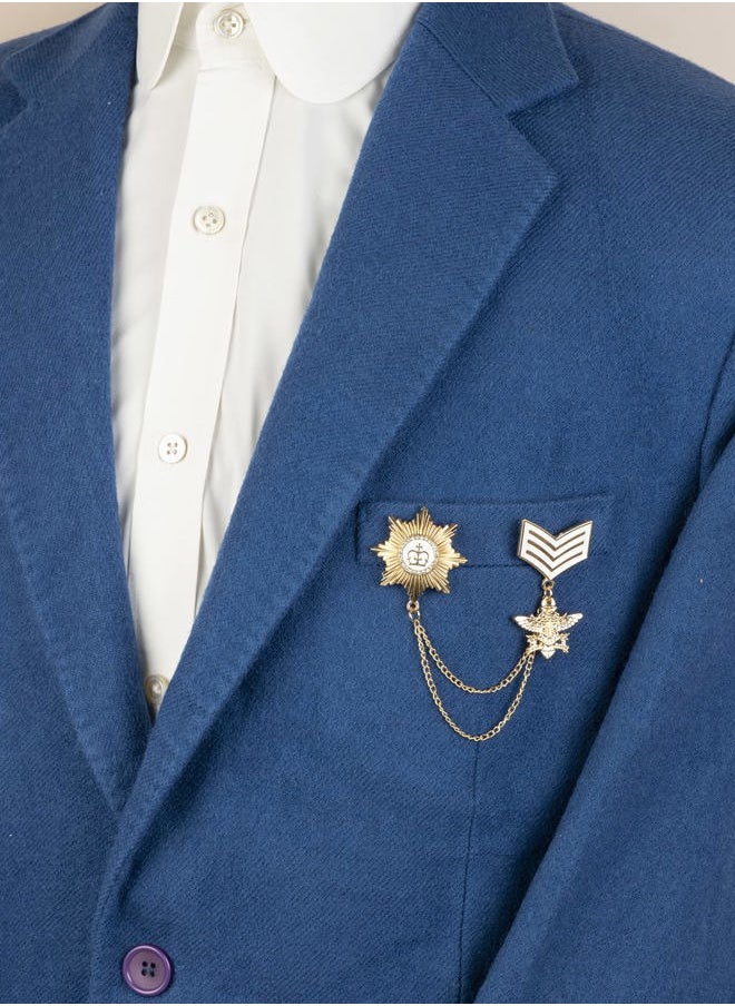 Knighthood Gold And White Crown Badge With Star And Hanging Tassel Chain Collar Pin Brooch, Suit Stud, Shirt Studs, Lapel Pin Accessories for Men Women  - Image 3