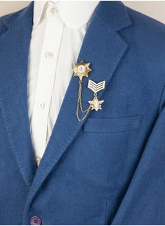 Knighthood Gold And White Crown Badge With Star And Hanging Tassel Chain Collar Pin Brooch, Suit Stud, Shirt Studs, Lapel Pin Accessories for Men Women  - Image 2