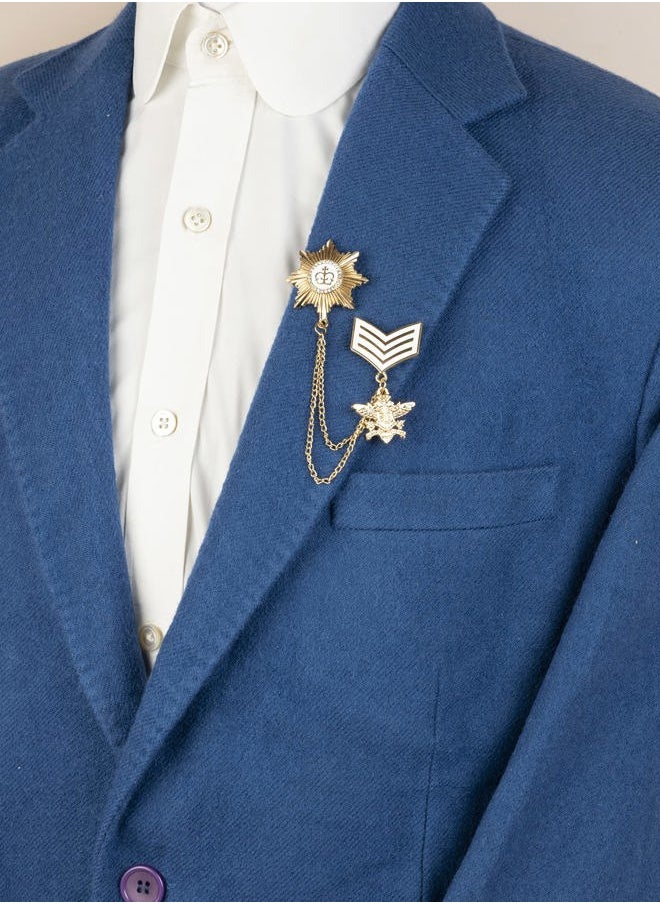 Knighthood Gold And White Crown Badge With Star And Hanging Tassel Chain Collar Pin Brooch, Suit Stud, Shirt Studs, Lapel Pin Accessories for Men Women  - Image 2