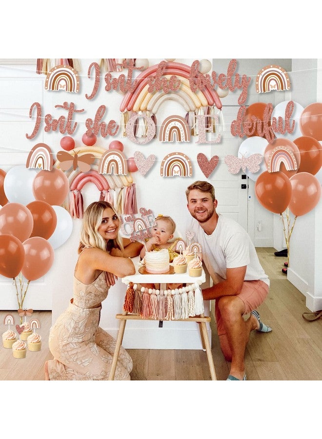 K KUMEED Boho Rainbow 1st Birthday Decorations, First Party Decorations Isn't She Lovely and Onederful Banner, Cake Toppers and Balloons for Theme Party Girls - Image 5