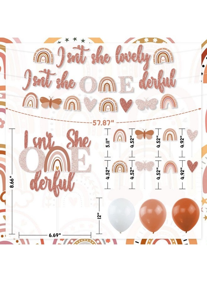 K KUMEED Boho Rainbow 1st Birthday Decorations, First Party Decorations Isn't She Lovely and Onederful Banner, Cake Toppers and Balloons for Theme Party Girls - Image 3