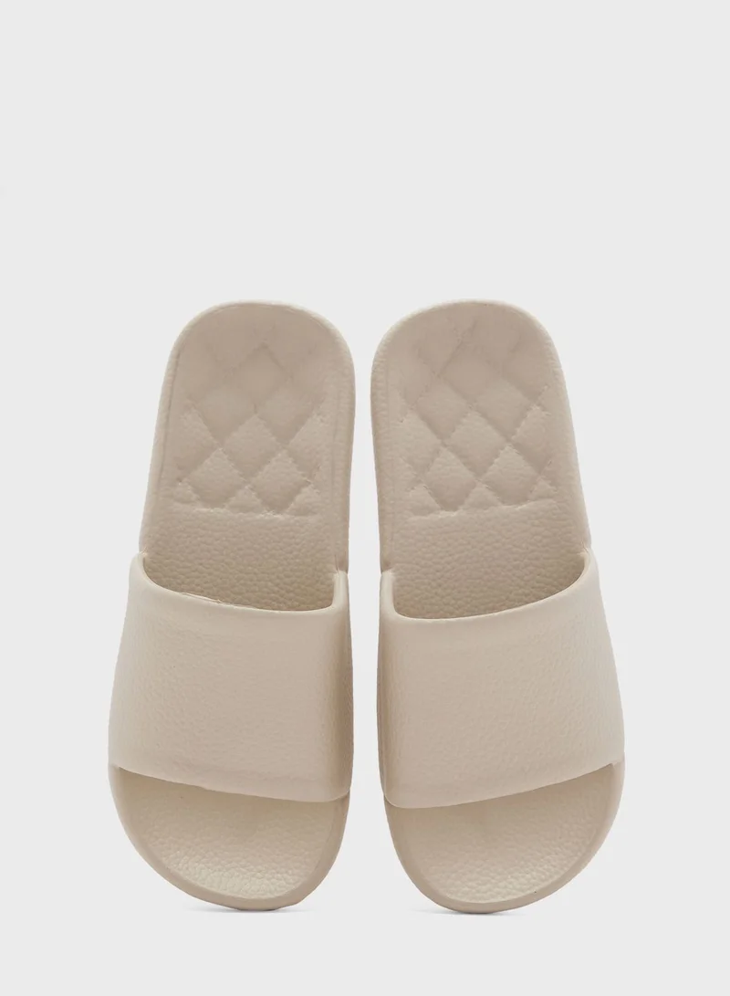 Ginger One Stap Slides With Quilt Detail