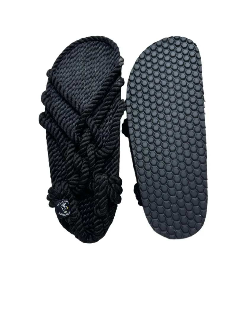 Nomadic State Of Mind  JC Black Rope Sandals with Rubber Sole  | Best Price UAE