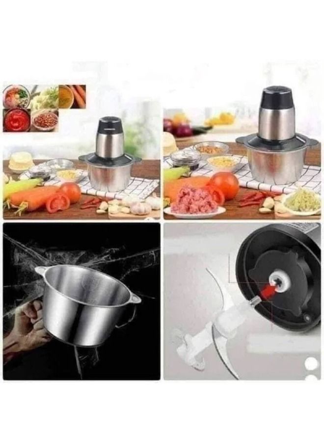 اي لايت 3L الفولاذ المقاوم للصدأ الكهربائية المنزلية استخدام الثوم البصل الخضار مطحنة الطعام الكهربائية البسيطة اللحوم المروحية - Image 3