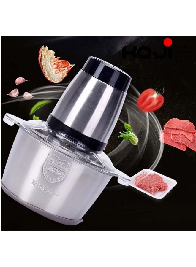 اي لايت 3L الفولاذ المقاوم للصدأ الكهربائية المنزلية استخدام الثوم البصل الخضار مطحنة الطعام الكهربائية البسيطة اللحوم المروحية - Image 2