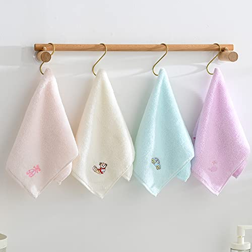 sense gnosis 100% Cotton Kids Facial Towels, Fingertip Towels for Bathroom Towel Set Embroidered Children Towels & Baby Washcloths, 10 x 20 inches(4 Pack in 4 Color) - Image 3