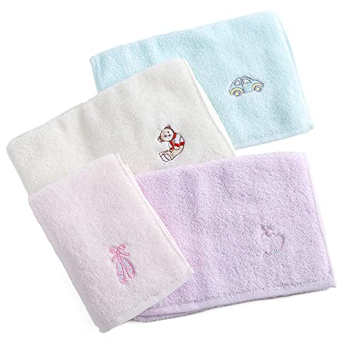sense gnosis 100% Cotton Kids Facial Towels, Fingertip Towels for Bathroom Towel Set Embroidered Children Towels & Baby Washcloths, 10 x 20 inches(4 Pack in 4 Color) - Image 2