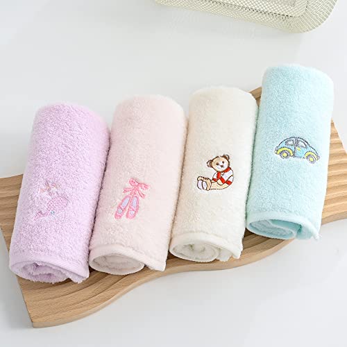 sense gnosis 100% Cotton Kids Facial Towels, Fingertip Towels for Bathroom Towel Set Embroidered Children Towels & Baby Washcloths, 10 x 20 inches(4 Pack in 4 Color) - Image 5