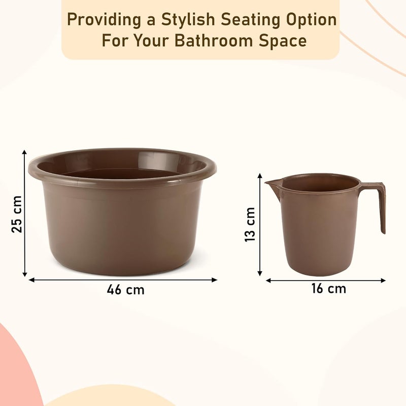 Kuber Industries Kuber Industries Set of 6 Bathroom Combo Set Bathing Set Bathware Set 3 Piece Tub 3 Piece Mug Combo Set for Bathroom Modern Bathroom Accessories Set Brown  - Image 3