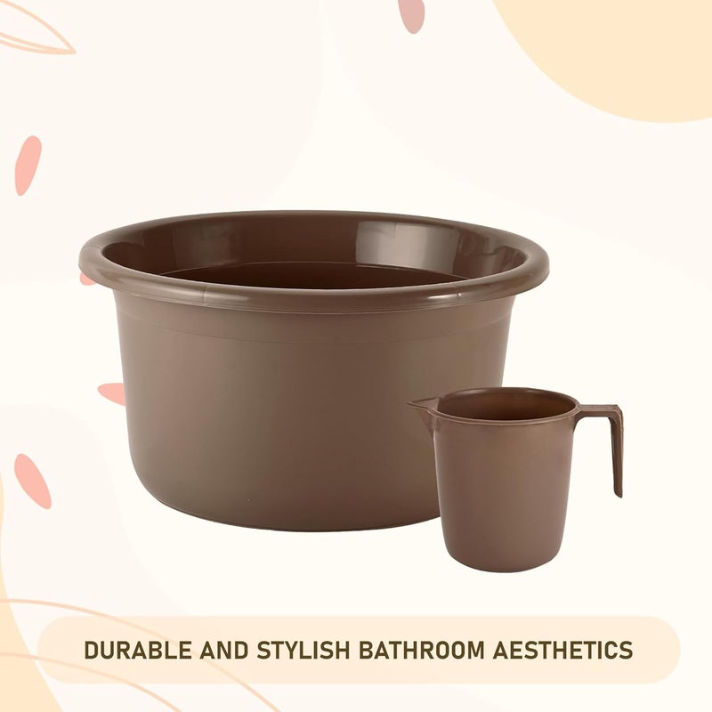 Kuber Industries Kuber Industries Set of 6 Bathroom Combo Set Bathing Set Bathware Set 3 Piece Tub 3 Piece Mug Combo Set for Bathroom Modern Bathroom Accessories Set Brown  - Image 4