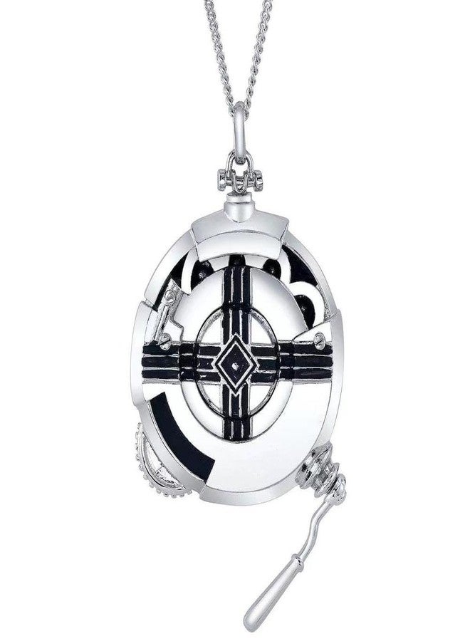DUNHAO COS Ekko Stopwatch Necklace Unisex Silver Pendant Necklace Jewelry Gifts Cosplay Accessory-Silver - Image 2
