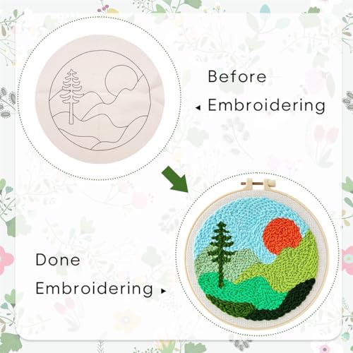 PATPAT® Silicone DIY Punch Needle Art Kit Beginners DIY Starry Night Punch Needle Art with Embroidery Needles,Tutorial,20x20cm Embroidery Hoop, Assorted - Image 4