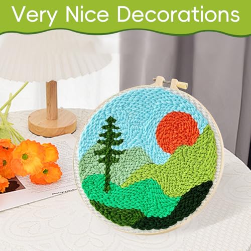 PATPAT® Silicone DIY Punch Needle Art Kit Beginners DIY Starry Night Punch Needle Art with Embroidery Needles,Tutorial,20x20cm Embroidery Hoop, Assorted - Image 5