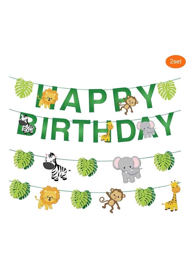 Highland Jungle Theme Happy Birthday Banner for Decoration - Image 1