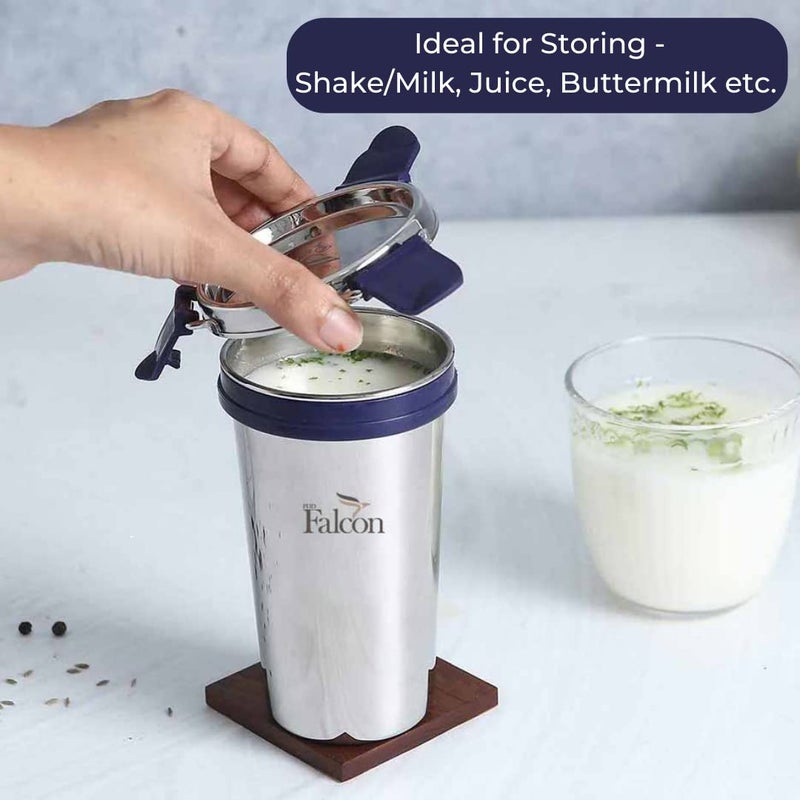 PDDFALCON Stainless Steel Eco Nxt TumblerGlass With Steel Lid And Extra Clamp 100 Leak Proof 450 Set Of 2 450 Ml - Image 4