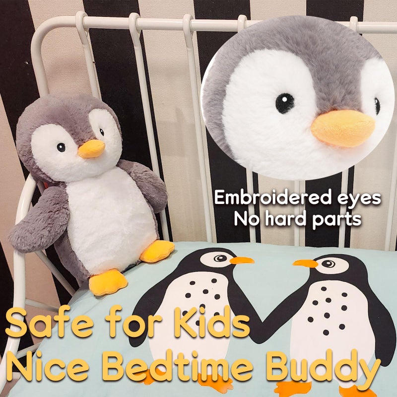 WEIGEDU King Penguin Stuffed Animals with Embroidered Eyes, Baby Penguin Plush Toys for Boy Girl Kids Birthday Christmas Bedtime Gifts, 12 inches - Image 4