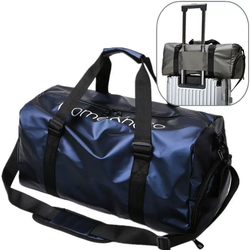 Waterproof Mens Bag Trolley Case Portable Packaging Clothes Gym Bag Dry and Wet Separation Sports Luxury Sports Backpack Blue