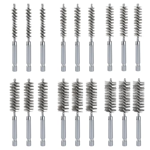 PAMASE 18pcs Wire Bore Brush Set with 1/4" Hex Shank for Power Drill - 6 Size (8/10/12/15/17/19mm) - Image 1