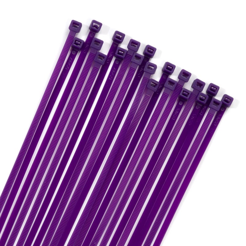 XINGO 100PCS Cable Zip Ties Heavy Duty Premium Nylon Plastic Wire Ties with 50 Pounds Tensile Strength SelfLocking Black Nylon Zip Ties for Indoor and Outdoor 10 inch Purple - Image 2