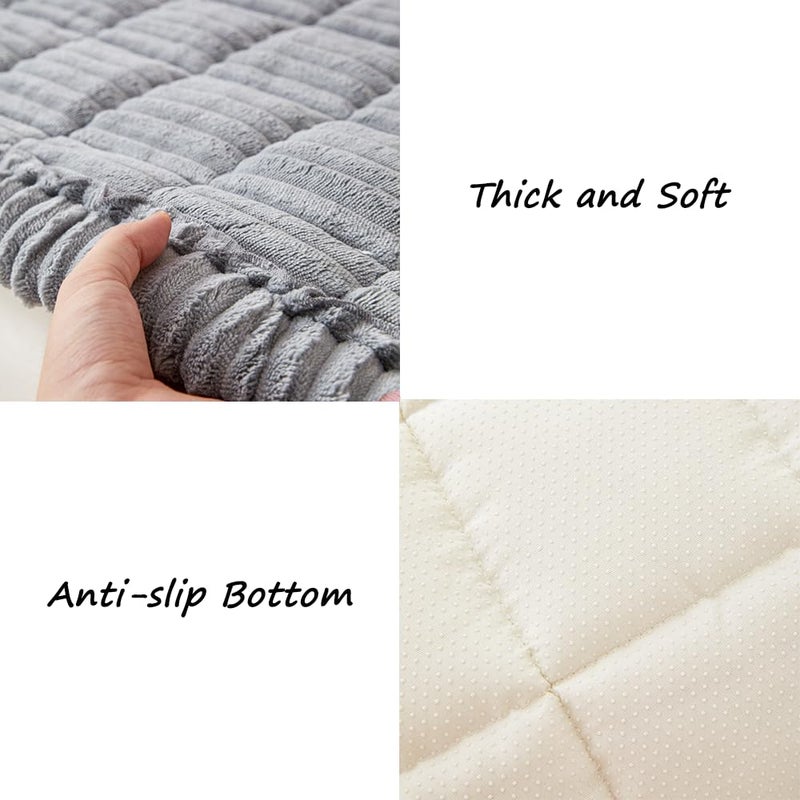 Awjcsv Couch Cover for Dogs Washable, Fuzzy Pet Couch Covers for 3 Cushion Sofa Pet Friendly, Non Slip Sofa Cover (Light Blue-Grey, 27.6" x 82.7"/70 x 210cm) - Image 5